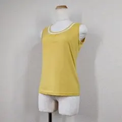 ヨークランド タンクトップ M イエロー レース ビジュー 日本製