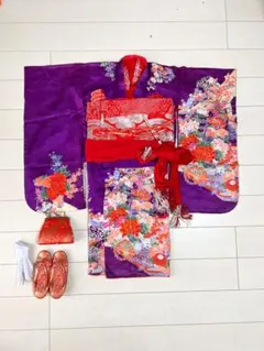 【週末セール！！】アンティーク着物　七五三　7歳　フルセット　紫