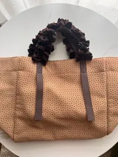 LUDLOW フリル付きベージュトートバッグ