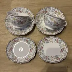 NARUMI ティーカップ・ソーサー・ケーキ皿 花と鳥　2セット