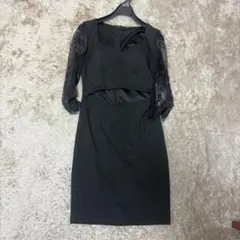 JEWELS レース袖 ブラック タイトドレス