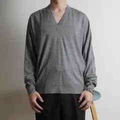 dunhill Vネックニットセーター シンプル グレー/VW358のサムネイル