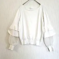 【JILLSTUART】フリル袖カットソー ホワイト ジルスチュアート FRのサムネイル
