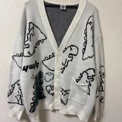 HOOK カーディガン 恐竜柄 ニット