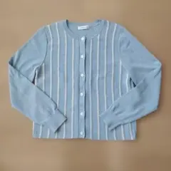 NEWYORKER 水色 ストライプ カーディガン