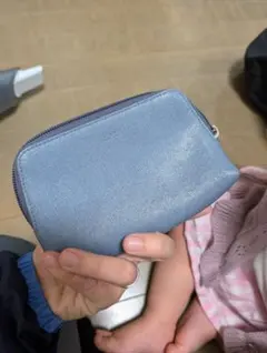 FURLA　ブルー　レザー ポーチ