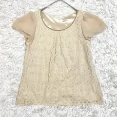 ロペピクニック ROPÉ PICNIC 半袖ブラウス M 刺繍 フリル袖