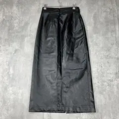♪セレクトモカ　黒　スカート　フェイクレザー　ロング　タイト　スリット 冬