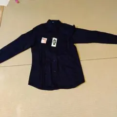 ネイビー 長袖ボタンアップシャツ