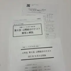 未使用　四谷大塚　4年生 第6回 公開組分けテスト 解答と解説あり