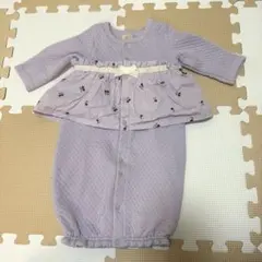 petit main さくらんぼ柄 フリル 前開き ロンパース カバーオール