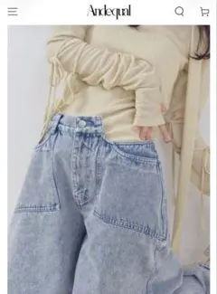 andequal デニム back slit curve denim pants andequal back slit curve denim pants - メルカリ