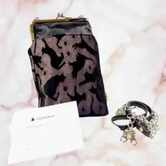 ​【ほぼ未使用】AYANOKOJI がま口 スマホショルダー完売カラー猫柄 京都