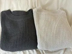 ニット セーター リブ編み クルーネック 2点セット