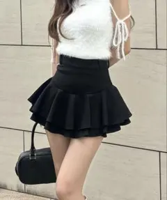 Darich ダーリッチ ダブルフレアミニスカート BLK