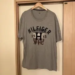 【TOMMY HILFIGER】グレー Tシャツ ロゴ入り ヴィンテージ XL