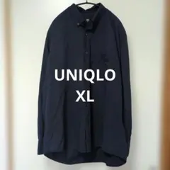 UNIQLO ネイビー 長袖シャツ XL ボタンダウンシャツ