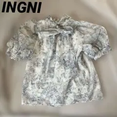 INGNI イング　トワルドジュイ柄 ボウタイ　パフスリーブブラウス　半袖のサムネイル