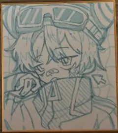 手書き色紙イラスト 青