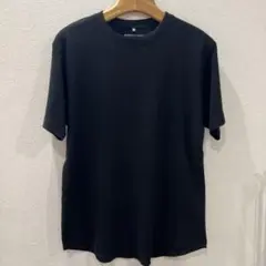 ikka ワッフル素材 半袖Tシャツ ブラック