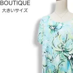 大きいサイズ★ホログラムドット ハイストレッチ フラワー柄カットソー 半袖