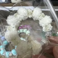 ハンドメイド 花モチーフ ブレスレット ホワイト