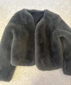 グレー ファーショートジャケット