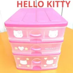 HELLO KITTY　3段ボックス　シースルーキティ　ピンク　収納・小物入れ