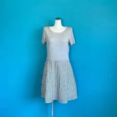 1195 HANAE MORIアルマアンローズ　半袖ニットドッキングワンピース