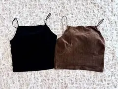 【新品タグ付】GU ブラフィールクロップドベロアキャミソール 2色セット