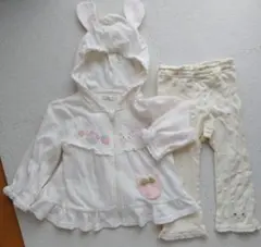 クーラクール　ウサギ耳付きフード ベビー薄手パーカー　レギンス２点セット