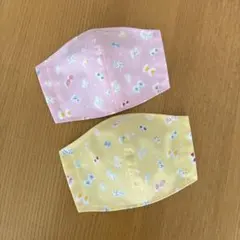 ハンドメイドマスク幼児〜低学年　２枚セット　ちょうちょ　パステルカラー　ピンクのサムネイル