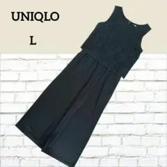 ☆UNIQLO☆ レース オールインワン 黒　Ｌサイズのサムネイル