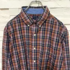 CHAPS チャップス 長袖BDシャツ チェック柄 イージーケア ロゴ刺繍のサムネイル