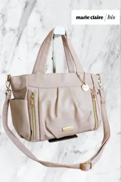 美品✨マリクレールビス 2way ショルダーバッグ ゴールド金具チャーム付き！