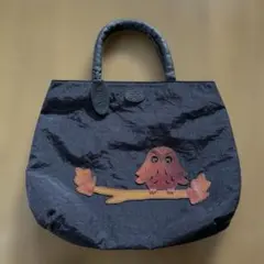 IBIZA フクロウ ナイロン×レザートートバッグ 黒