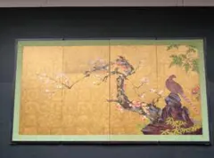 日本画 梅に山鳥図 屏風 - メルカリ