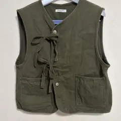 【FREAK'S STORE】オリーブ ノースリーブベスト リボン