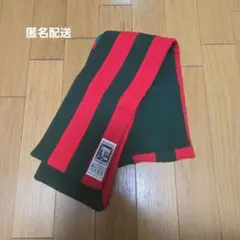 【匿名配送】ウール 緑と赤 ストライプ マフラー