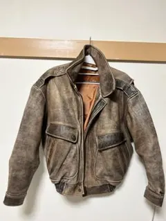 マ*ド様 レザー ブラウンジャケット 鷲刺繍付き