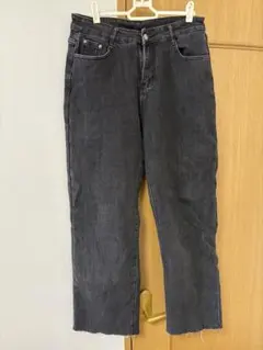 裏起毛ダークグレー ストレートジーンズ