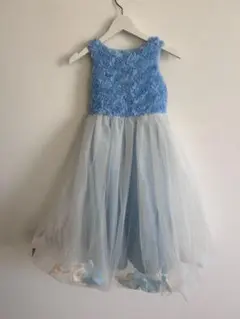 青い花柄ドレス（ノースリーブ）130センチ