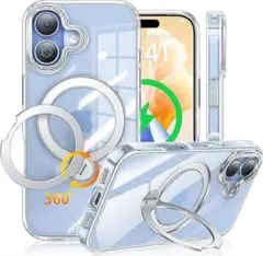 iPhone 17用ケース MagSafe対応 最新モデル 360°回転スタンド