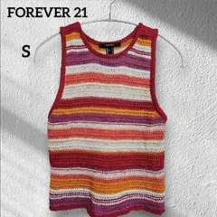 FOREVER 21【S】 マルチカラー ニットタンクトップ トップス ボーダー