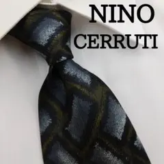 ニノセルッティ 高級シルクネクタイ 総柄 ダークグリーン