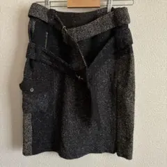 ツイードラップスカート 黒とグレー