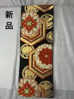 407ag61◎服部織物 七五三 7歳 六通本袋帯 ハーフ成人式 金黒◎美品