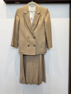 昭和レトロスーツ ベージュ ダブルブレスト スカートセットアップ