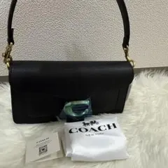 COACH ブラックレザー ショルダーバッグ26cm