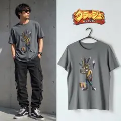 希少 90s クラッシュバンディクー Tシャツ 墨黒 アクアク プレステ 